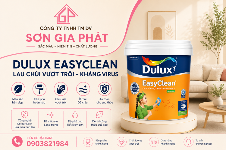 Dulux EasyClean Nội Thất Lau Chùi Vượt Trội- Kháng Virus Bề Mặt Mờ 99A