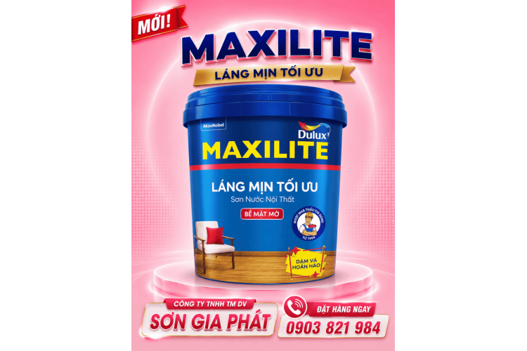 Sơn nước nội thất Maxilite từ Dulux Láng Mịn Tối Ưu 