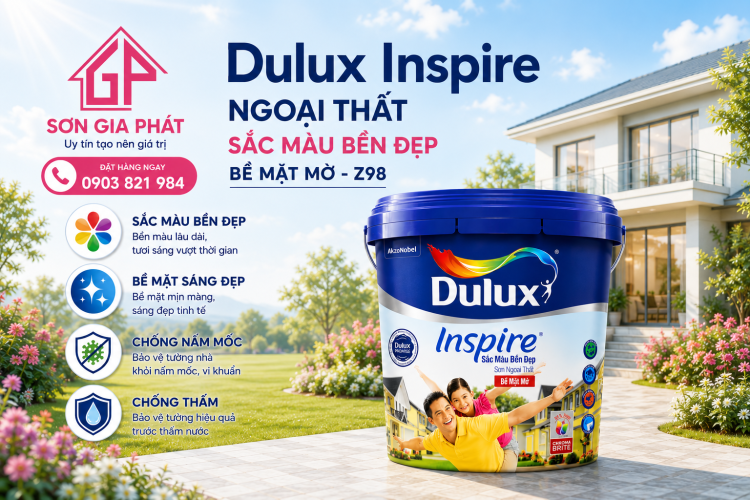 Dulux Inspire Ngoại Thất Sắc Màu Bền Đẹp Bề Mặt Mờ- Z98